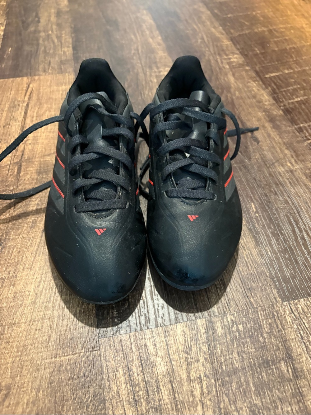 adidas Kids Black Sneakers with Red Stripes